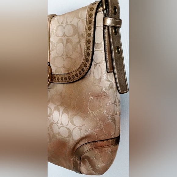 Coach Gold Studded Lurex Crossbody #12852 Excellent Condition - Picture 6 of 13